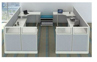 Picture of Cluster of 4, 6' Shared Cubicle with Powered Height Adjustable Table