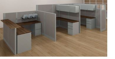 Picture of Cluster of 3, 6' Powered L Shape Cubicle with Reception Station
