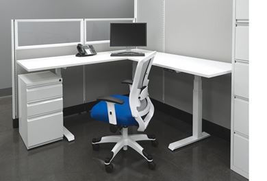 Picture of Pack of 2, 6' Powered Height Adjustable L Shape Cubicle
