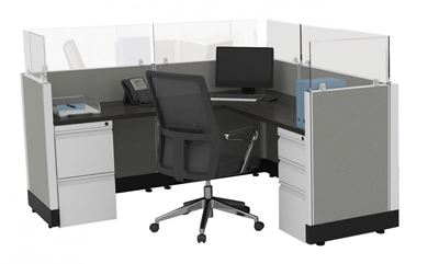 Picture of Pack of 2, 6' Powered L Shape Cubicle Workstation