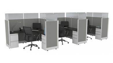 Picture of Cluster of 3, 6' Powered L Shape Cubicle Workstation