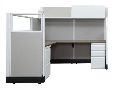 Picture of Pack of 2, 6' L Shape Powered Cubicle with Glass Header