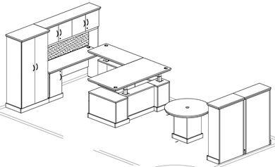 Picture of Traditional Executive, Powered Height U Desk Set