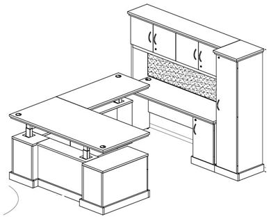 Picture of Traditional Executive, Powered Height U Desk Set, Wardrobe
