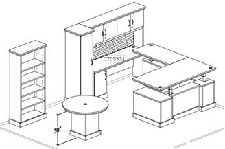 Picture of Traditional Executive, Powered Height U Desk Set, Wardrobe, Bookcase, Meeting Table