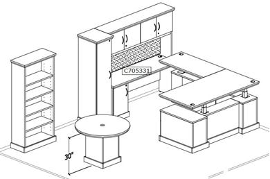 Picture of Traditional Executive, Powered Height U Desk Set, Wardrobe, Bookcase, Meeting Table