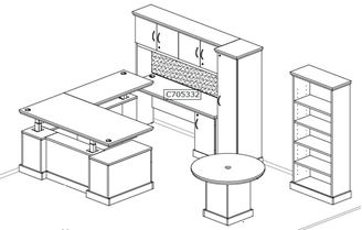 Picture of Traditional Executive, Powered Height U Desk Set, Wardrobe, Bookcase, Meeting Table