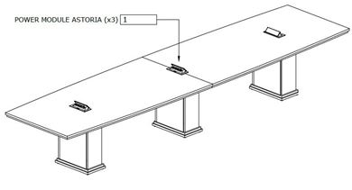 Picture of Executive 16' Boat Shape Conference Table, Power Modules