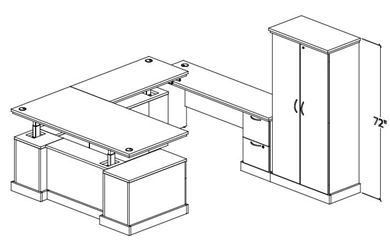 Picture of Traditional Executive Powered Height U Desk Station, Wardrobe