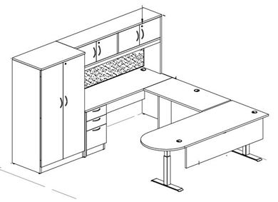 Picture of Peninsula Powered Height U Desk Station with Wardrobe