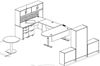 Picture of Peninsula Powered Height U Desk Station with Bookcase, Table