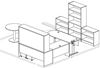 Picture of Peninsula Powered Height U Desk Station with Bookcase, Table