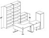 Picture of Corner Curve Powered Height L Desk, Bookcase Storge Cabinets
