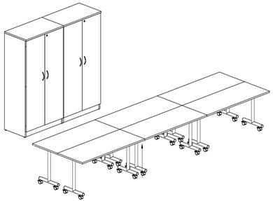 Picture of Set of 6, Modular Mobile Training Table, Storage Cabinets