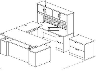 Picture of Powered Height Adjustable U Desk Workstation, Lateral File