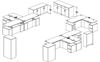 Picture of Set of Five, Powered Height Adjustable "L" Desk, Lateral Storage
