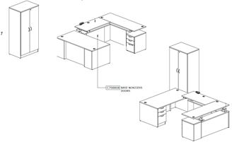 Picture of Set of Two, Powered Height Adjustable "U" Desk, Wardrobe Storage