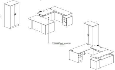 Picture of Set of Two, Powered Height Adjustable "U" Desk, Wardrobe Storage