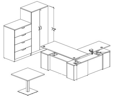 Picture of Executive Powered Height Adjustable "L" Desk, Lateral Storage Cabinets