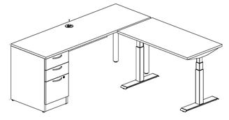 Picture of Pack of Three, 72" L Shape Instructor Training Desk