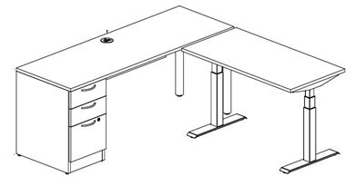 Picture of Pack of Three, 72" L Shape Instructor Training Desk