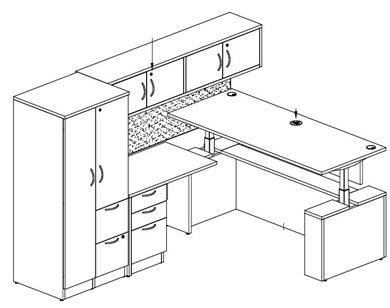 Picture of Executive 72" Powered Height L Desk, Overhead with Wardrobe 