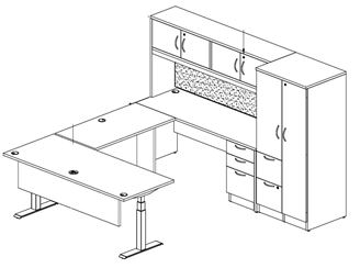 Picture of Executive 72" Powered Height U Desk, Overhead with Wardrobe 