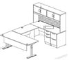 Picture of 72" Powered Height U Desk, Overhead Storage Hutch