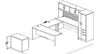 Picture of Powered Height U Peninsula Workstation, Wardrobe with Lateral File