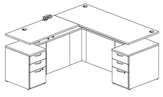 Picture of Set of 2, 72" Powered Height Adjustable "L Station, Filing Pedestals