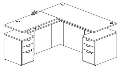 Picture of Set of 2, 72" Powered Height Adjustable "L Station, Filing Pedestals
