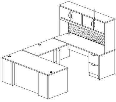Picture of Set of 2, 72" Powered Height U Desk with Overhead Storage