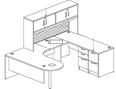 Picture of Set of 2, 72" Peninsula U Shape Desk Workstation