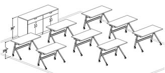 Picture of Set of 8, 48W Flip Nesting Table with Buffet Storage Credenza