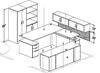 Picture of 72" Powered Height Adjustable "L" Desk, Wall Storage, Credenza Bookcase Cabinet