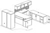 Picture of 72" Powered Height Adjustable "L" Desk, Wall Storage, Credenza Bookcase Cabinet