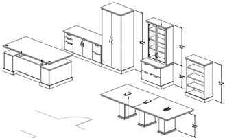 Picture of Executive Powered Desk Suite, Storage Suite, Conference Table