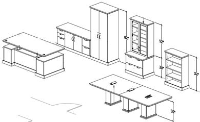 Picture of Executive Powered Desk Suite, Storage Suite, Conference Table