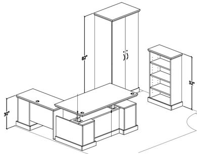 Picture of Executive Powered "L" Desk, Wardrobe and Bookcase