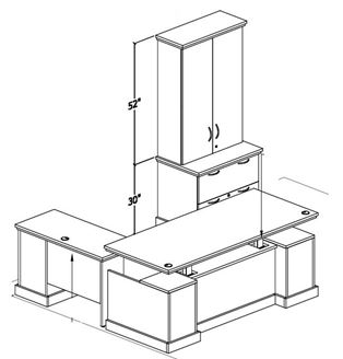 Picture of Executive Powered "L" Desk, 2H Lateral Bookcase