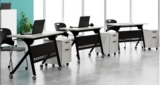 Picture of Pack of 3, 48W Nesting Table with Mobile Pedestals