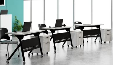 Picture of Pack of 3, 60W Flip Top Nesting Table with Mobile Pedestals