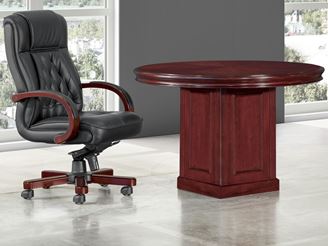 Picture of Set of Two, Traditional Executive Veneer, 48" Round Table with Swivel Chair