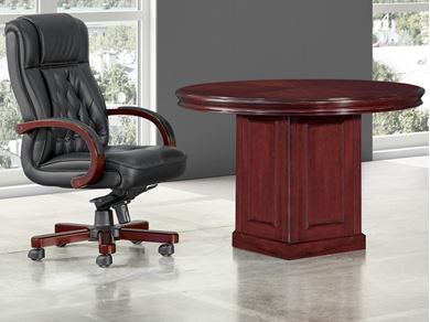 Picture of Set of Two, Traditional Executive Veneer, 48" Round Table with Swivel Chair