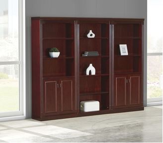 Picture of Traditional Veneer, Executive 3-Section Wall Bookcase