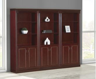 Picture of Traditional Veneer, Executive 3-Section Wall Bookcase