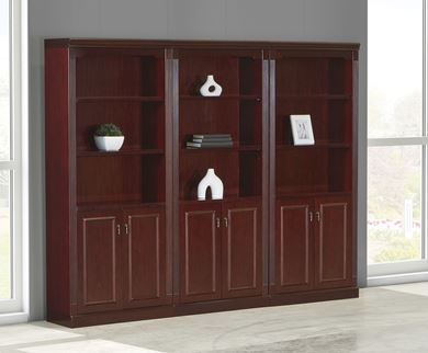 Picture of Traditional Veneer, Executive 3-Section Wall Bookcase