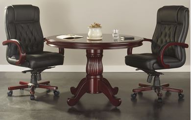 Picture of Set of Two, Traditional Executive Veneer, 48" Round Table with Swivel Chair