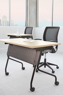 Picture of Pack of (2), 4' Mobile Nesting Table with Swivel Chairs