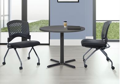 Picture of Pack of (3), 36" Cafe Table with  Nesting Chairs